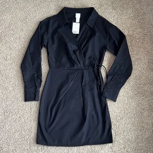 Black tailored H&M faux wrap dress